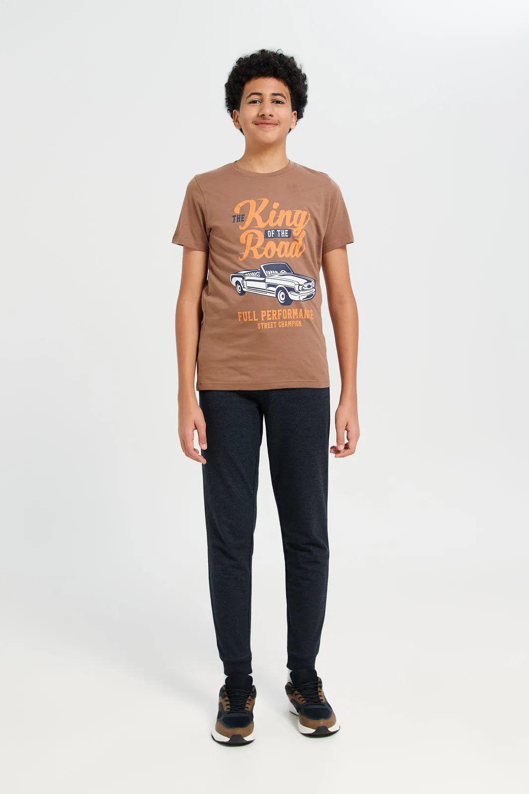 Senior Boys Brown Graphic T-Shirt