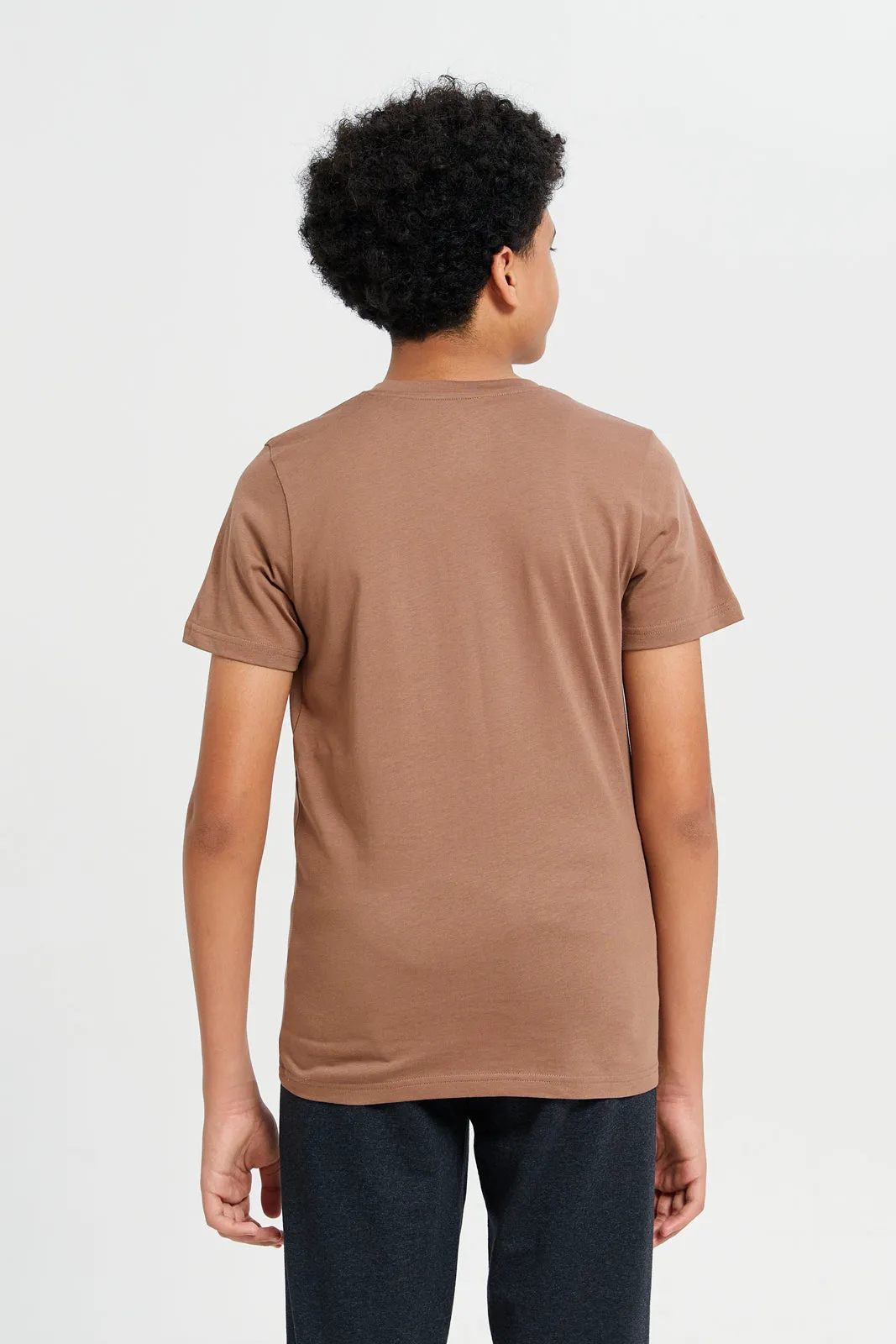 Senior Boys Brown Graphic T-Shirt