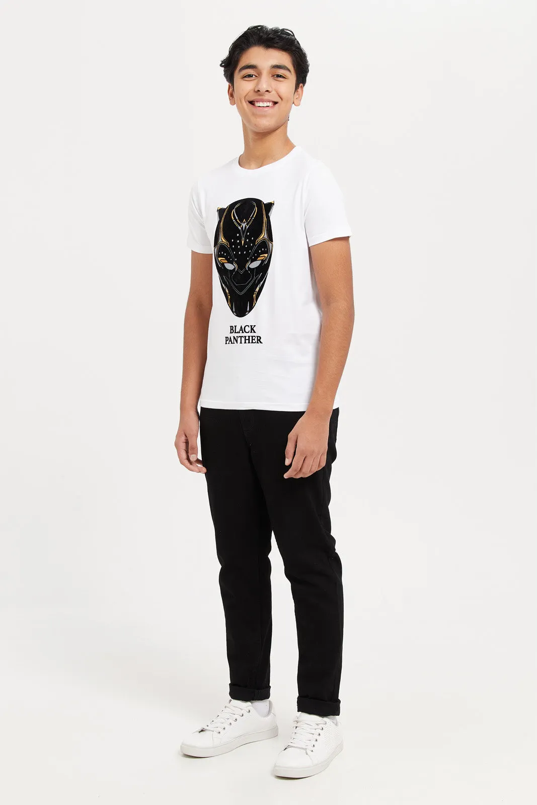 Senior Boys White Black Panther T-Shirt