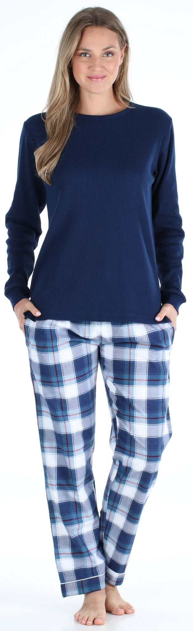 SleepytimePjs Christmas Family Matching Blue Plaid Flannel Pajamas for The Family