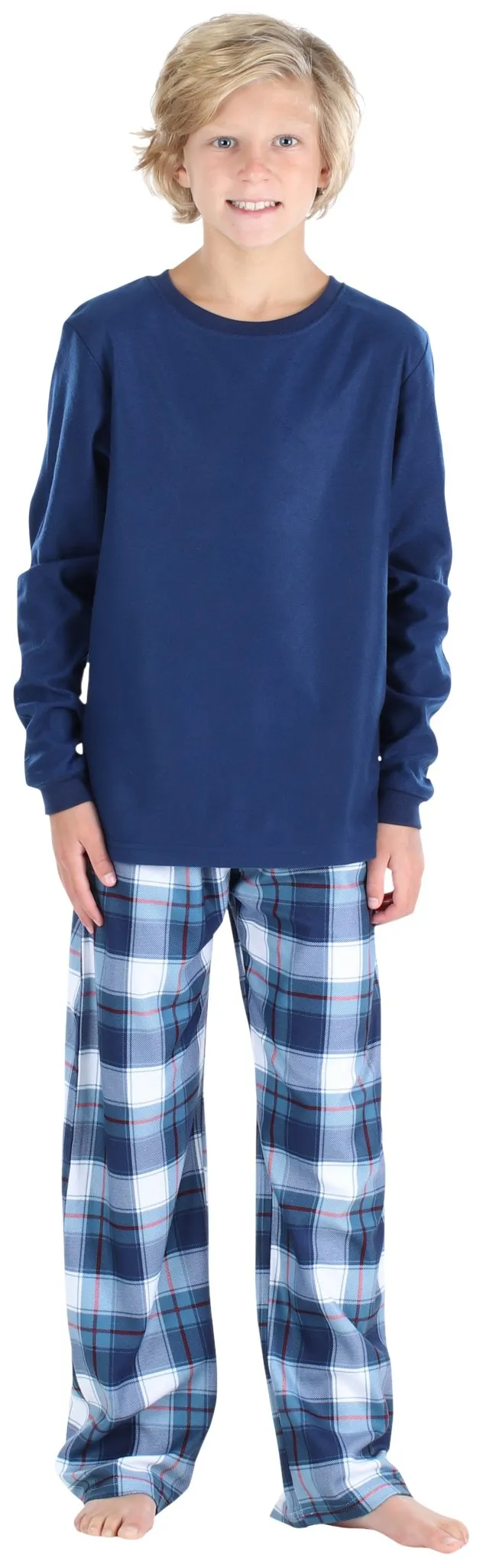 SleepytimePjs Christmas Family Matching Blue Plaid Flannel Pajamas for The Family