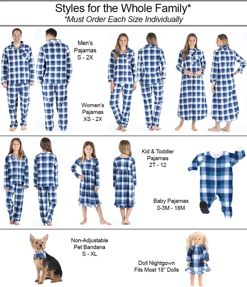 SleepytimePjs Christmas Family Matching Blue Plaid Flannel Pajamas for The Family