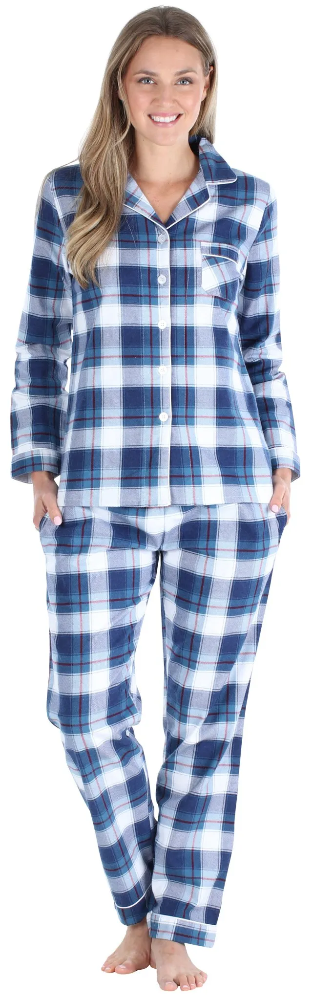 SleepytimePjs Christmas Family Matching Blue Plaid Flannel Pajamas for The Family