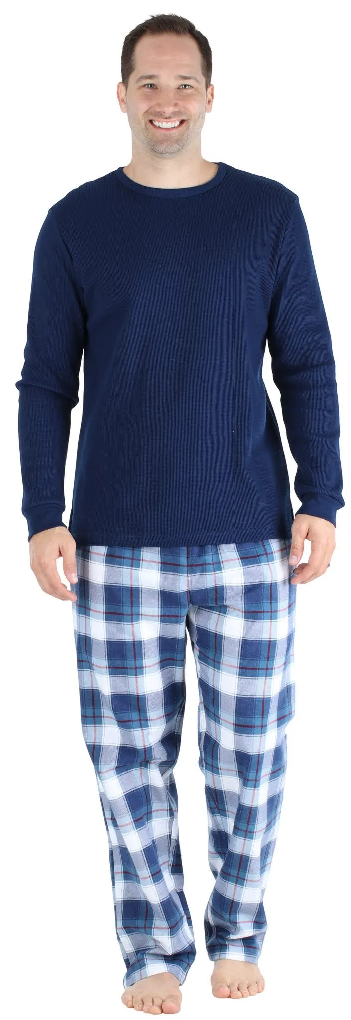 SleepytimePjs Christmas Family Matching Blue Plaid Flannel Pajamas for The Family