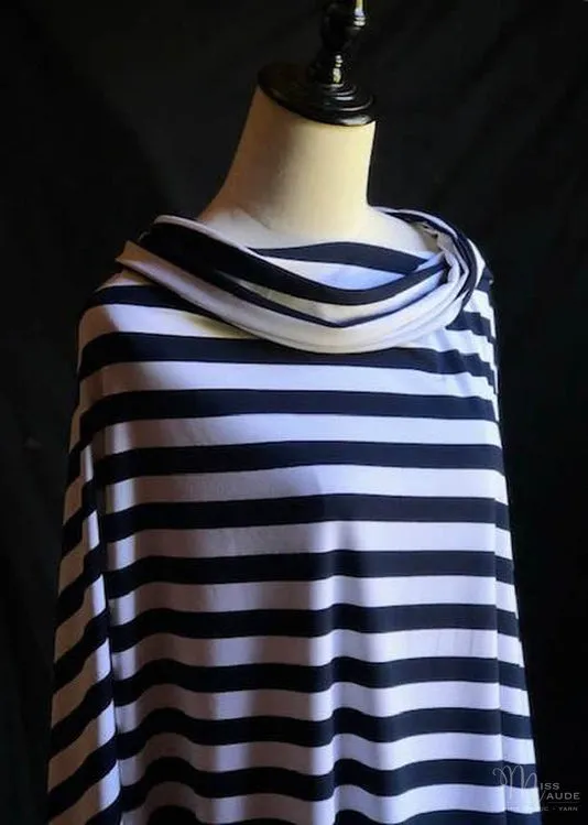 Torpedo Stripe Jersey Knit - Navy and White