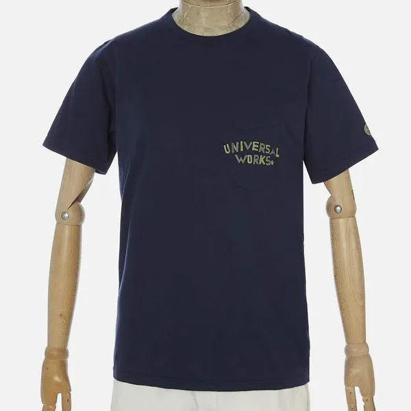 Universal Works Print Pocket T-Shirt - Navy