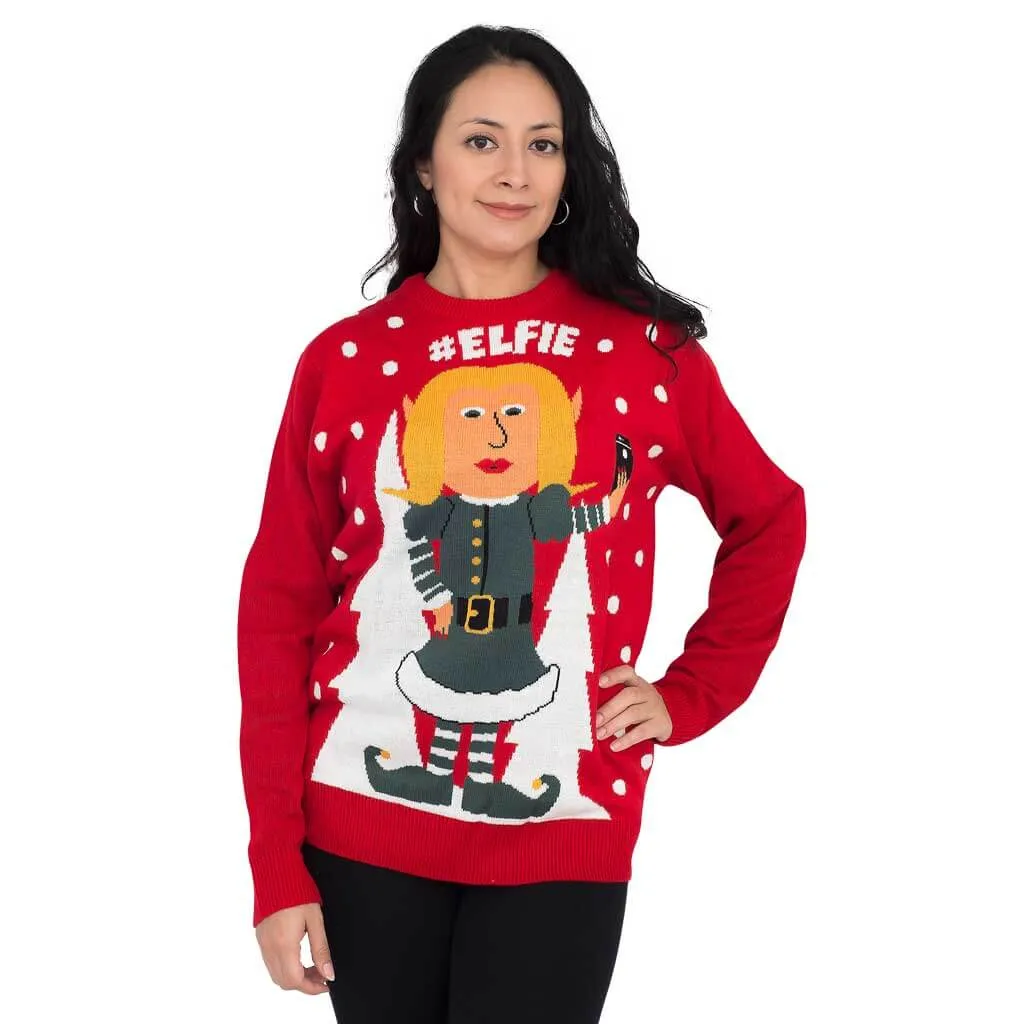 Women's #Elfie Hashtag Ugly Christmas Sweater