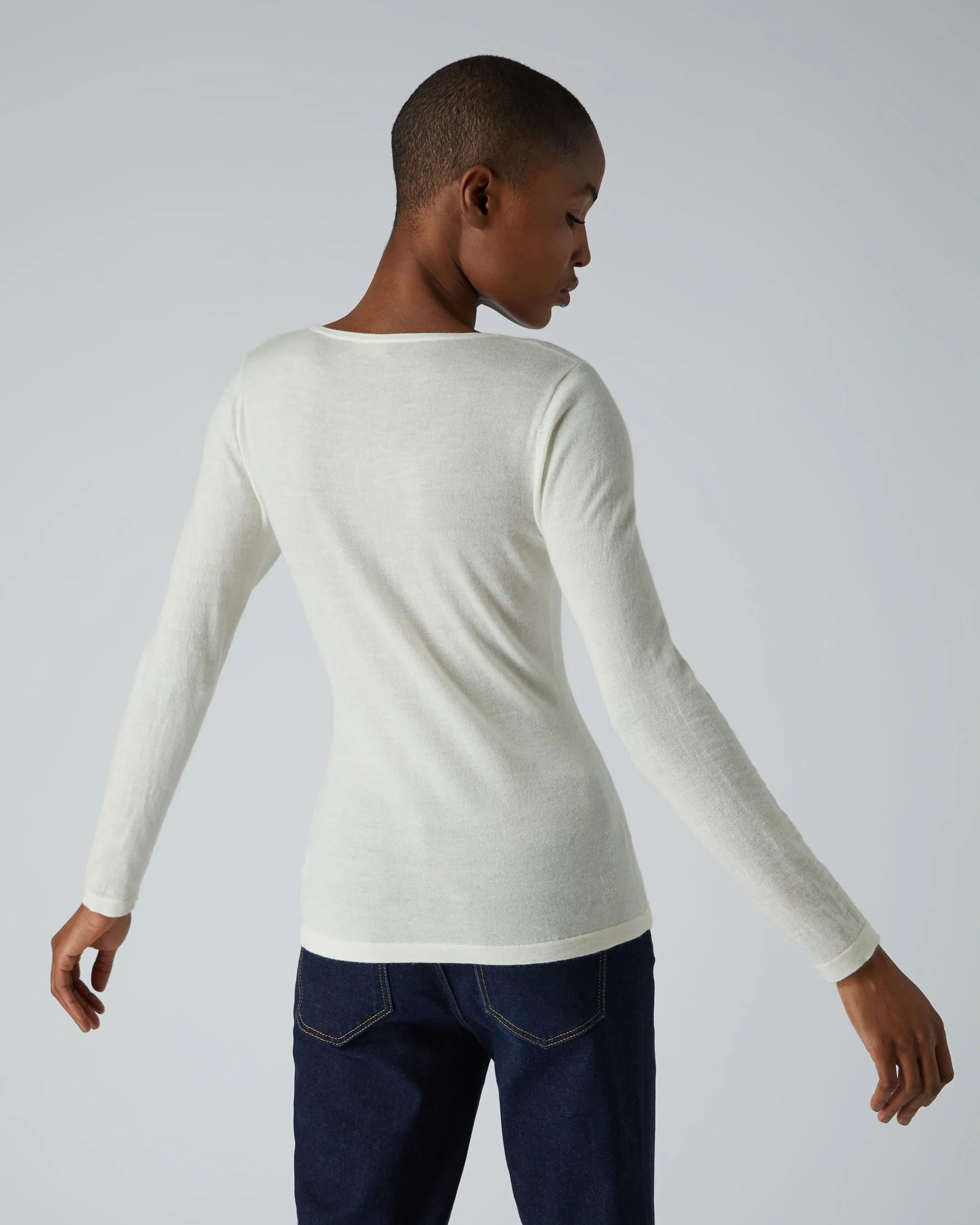 Women's Imogen Superfine Cashmere V Neck Jumper New Ivory White