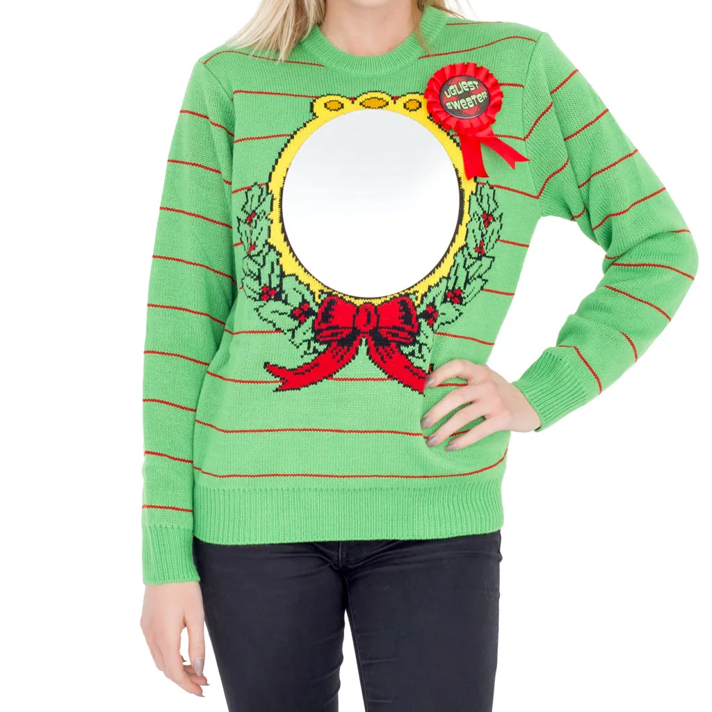 Women's Ugliest Sweater Award Humorous Ugly Christmas Sweater (with Mirror)