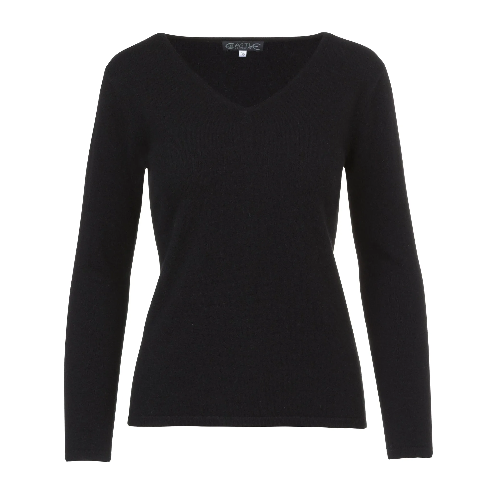 Women's V-Neck Cashmere Sweater in Black