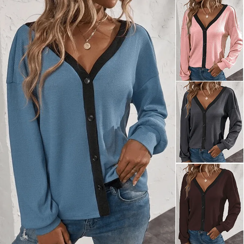 Women's V-Neck Cropped Cardigan Sweaters