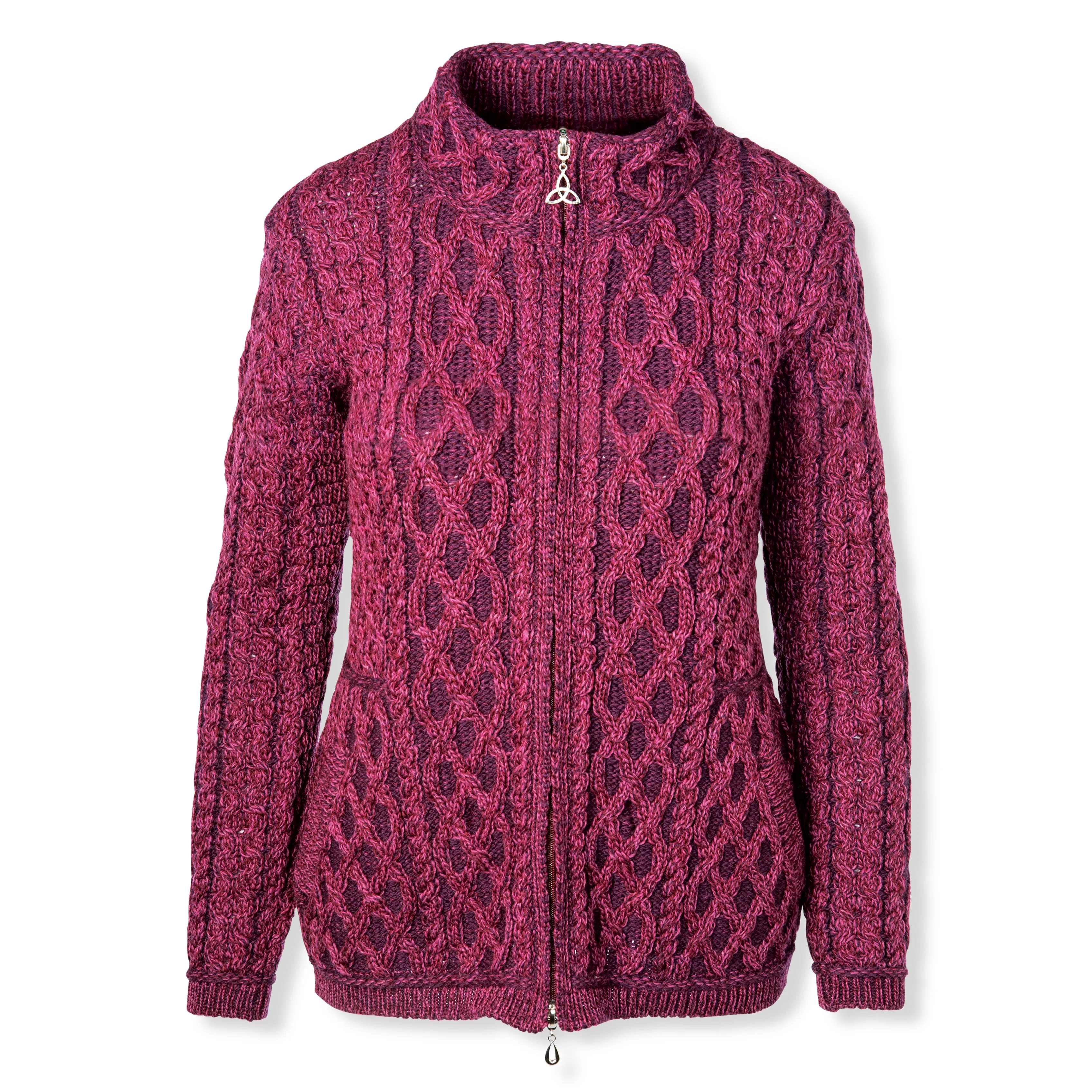 Yeats Plated Aran Zip Front Cardigan