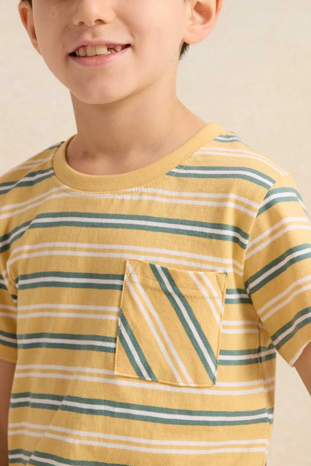 Yellow Stripe Short Sleeve T-Shirt