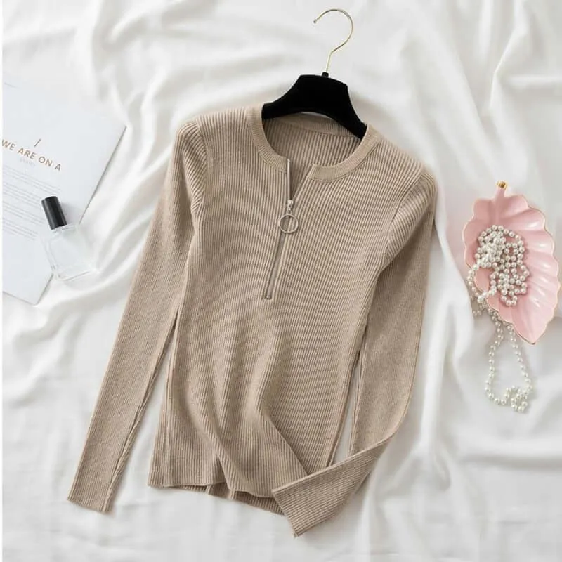 Zipper Mock Neck Sweater