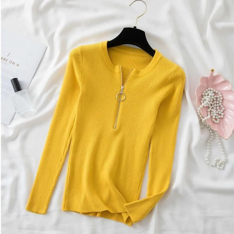 Zipper Mock Neck Sweater