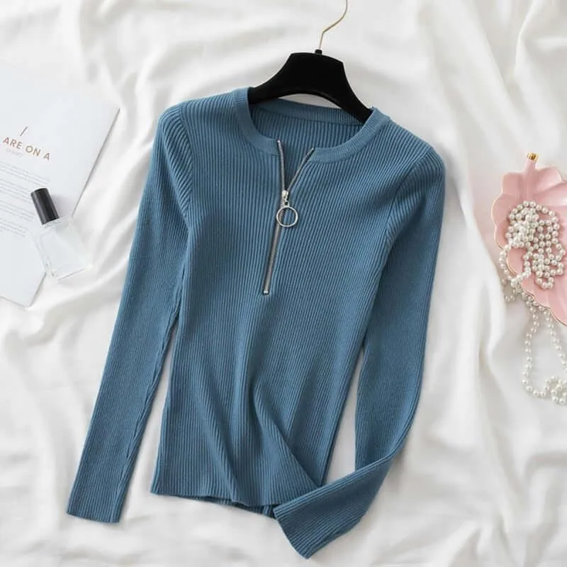 Zipper Mock Neck Sweater